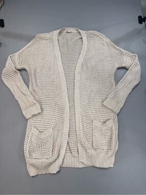 GAP Cream Open-Knit Women's Cardigan with Pockets L